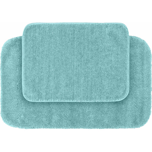 Garland Rug Traditional 2 Piece Nylon Washable Bathroom Rug Set Sea