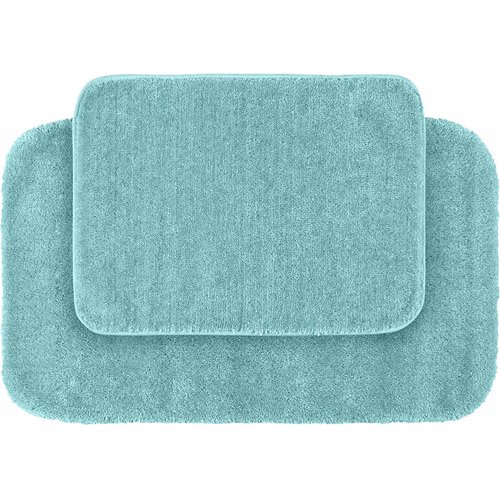 2 Piece Traditional Soft and Plush Nylon Washable Bathroom Rug Set Sea