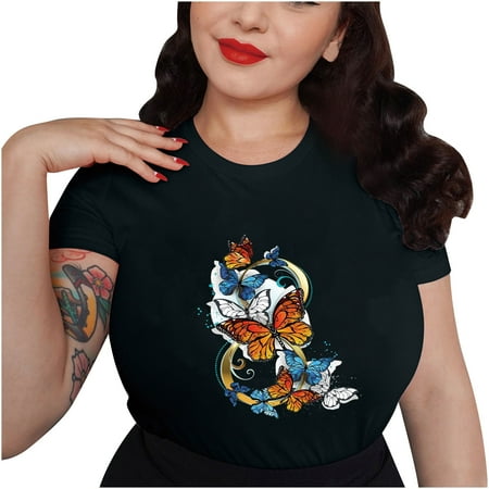 

Corset Top Long Sleeve Workout Tops for Women Women s Casual Sexy Fashion Summer Crew Neck T-Shirt Printed Short Sleeve Tops Blouse Valentines Shirts for Women White Shirts for Women Black M