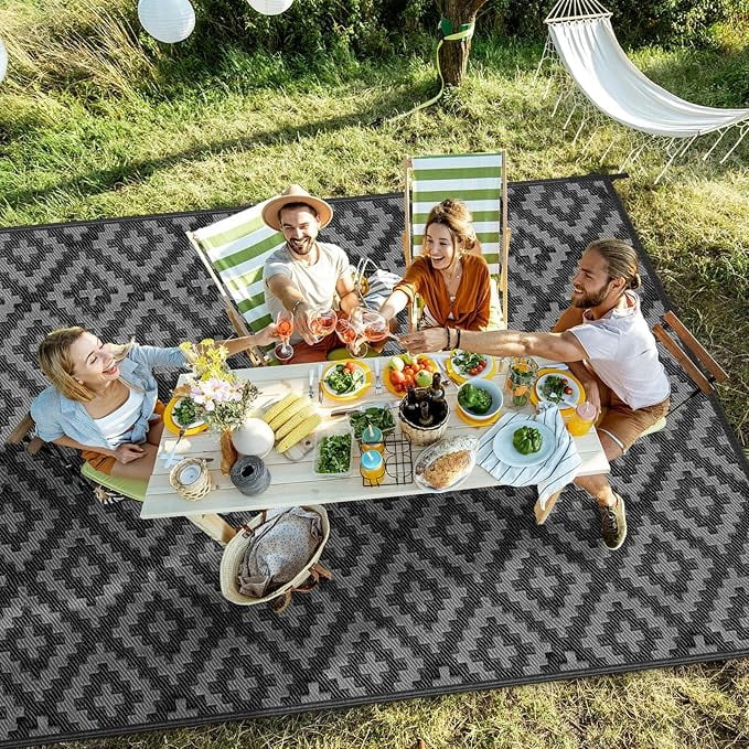 Outdoor Waterproof Patio Rug, Plastic Straw Carpet for Patio, Camping, Deck, RV