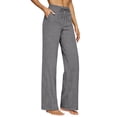 thumbnail image 2 of SAHFX Womens Linen Wide Leg Pants Versatile Trousers Baggy Trousers Pull-On Pants Summer Pants for Women Straight Leg Pants Long Pant Work Pants Dress Pants Casual Work Trousers, 2 of 9
