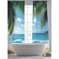 thumbnail image 5 of Coastal Ocean Sheer Curtains 96 Inch Length 2 Panels Set, Sandy Beach Coconut Tree Blue Sky Scenery Voile Window Treatment Semi Sheer Long Curtains Drapes for Bedroom/Living Room/Kitchen 52"x96"x2, 5 of 7