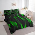 thumbnail image 3 of jejeloiu Geometric Stripes Pattern 7-Piece Bedding Comforter Set,Green Wave Line King Bedding Sets For Men Women Reversible, 3 of 8