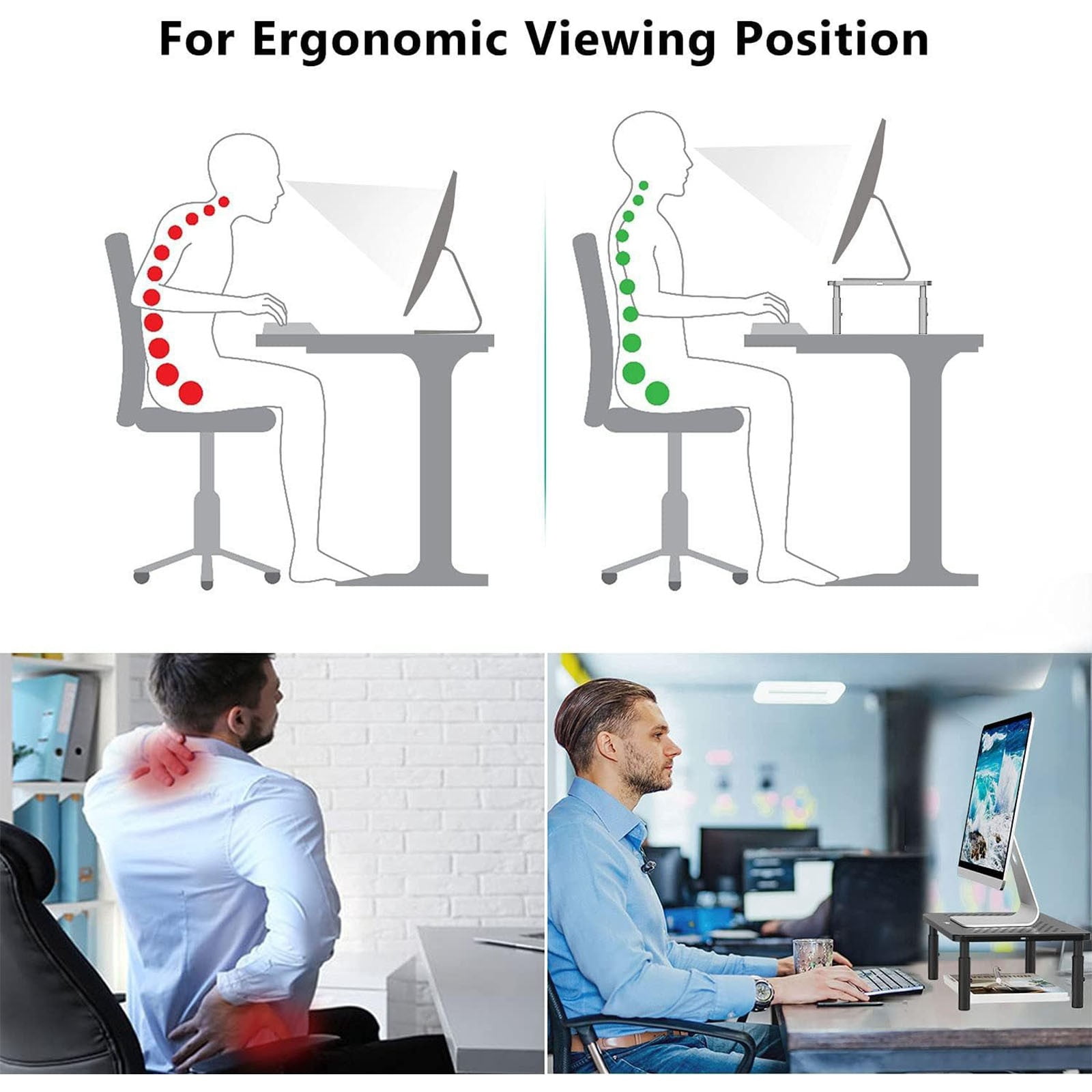 Monitor Stand Riser,CMYYNNA Computer Monitor Stand for Desk, Adjustable Laptop Riser, Desk Monitor Stand Underneath Storage for Office, Home, School Supplies (STT003), 1 Pack, Black