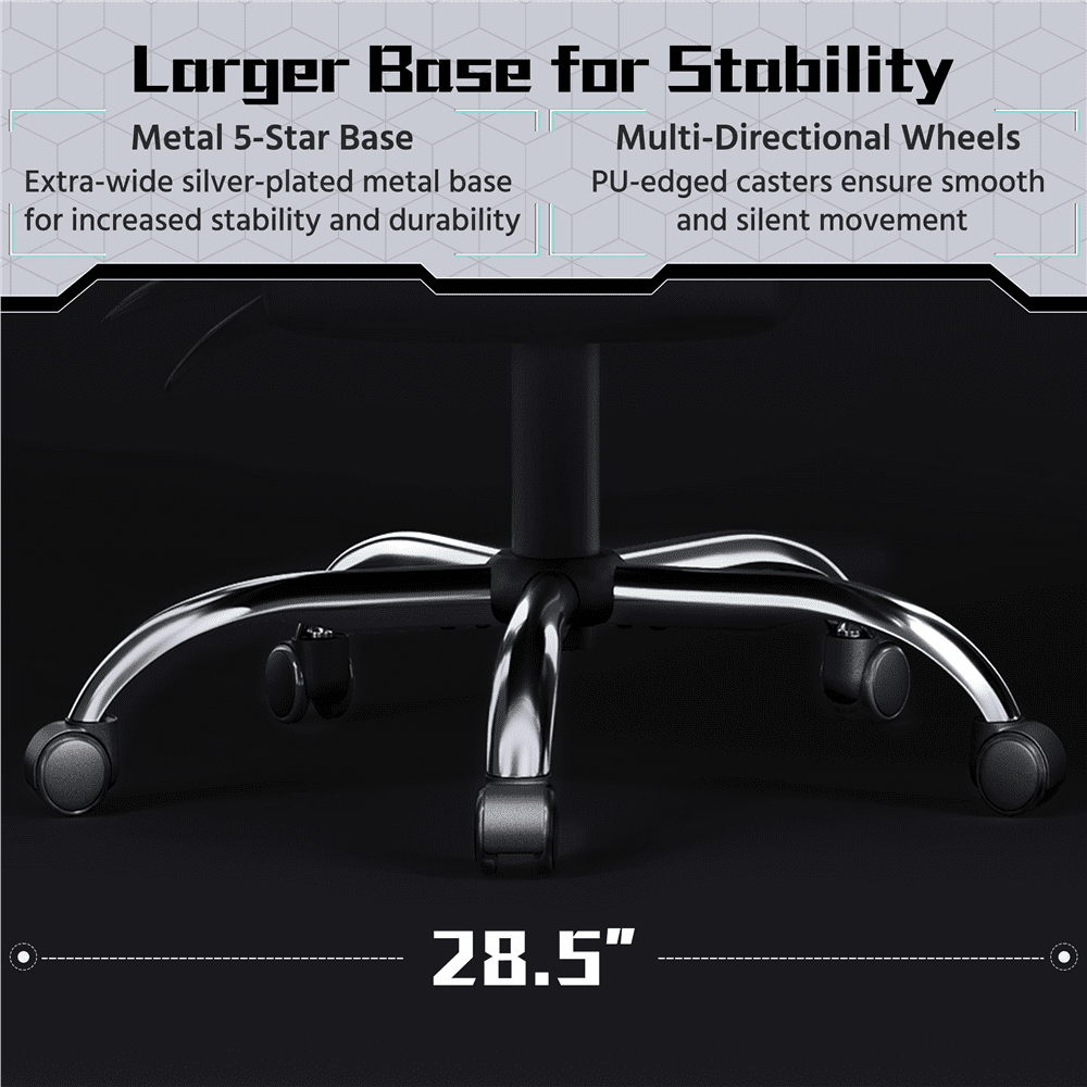 Alden Design Ergonomic High Back Gaming Chair with Massage Lumbar Pillow and Padded Armrests, Full Black