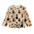 thumbnail image 5 of Xixirimido Black Cat Pumpkin Cobweb Halloween Pattern Girls Long Sleeve Shirts Casual Crew Neck Tunic Tops Tie-hem Basic Tunic Blouses Fashion 3D Graphic Tees, Size 7-8, 5 of 7