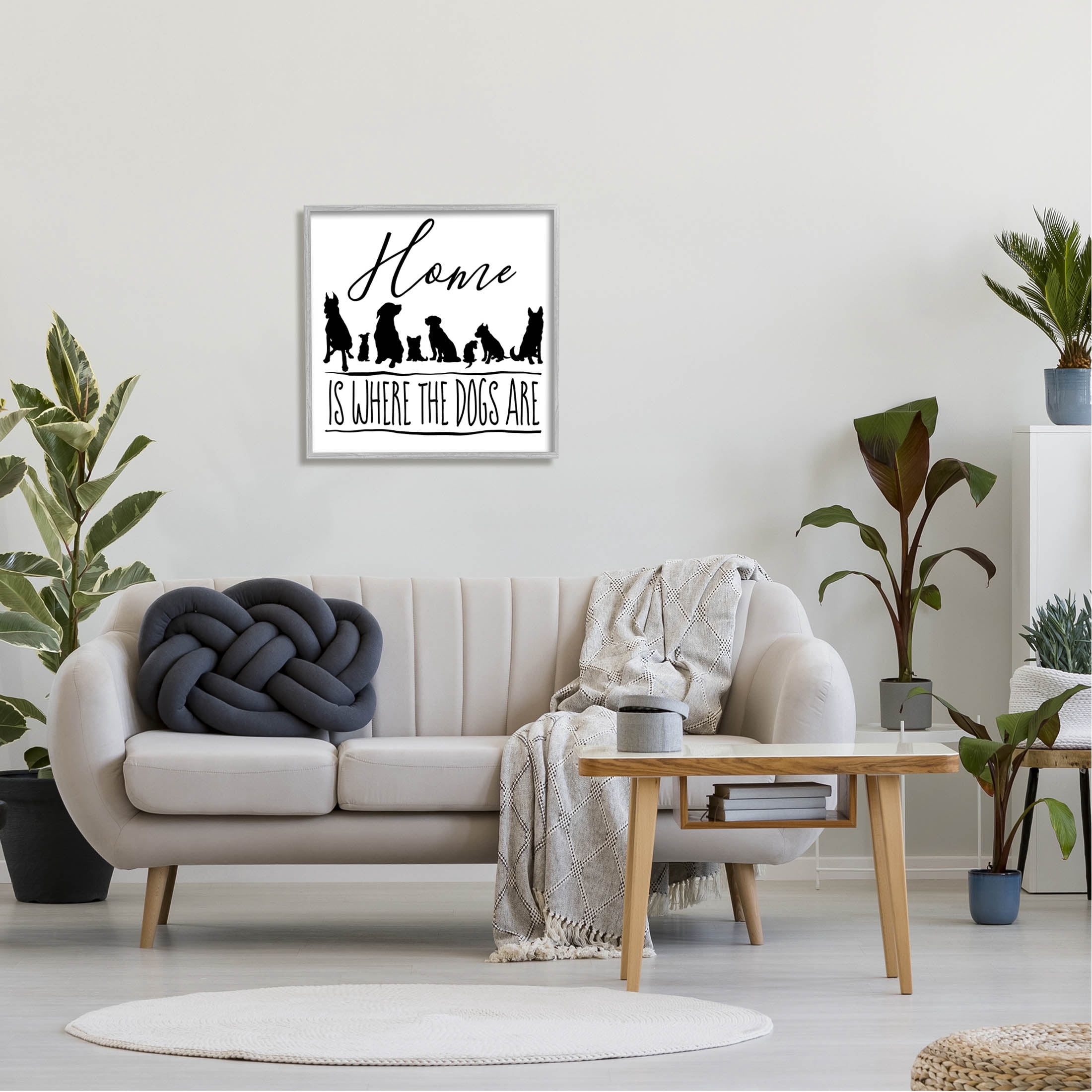 Home Is Where Dogs Are Phrase Animals & Insects Graphic Art Gray Framed Art Print Wall Art