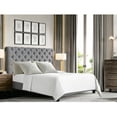 thumbnail image 2 of Gewnee Full Size Platform Bed Frame with Upholstered Linen Headboard - Wood Slat Support,Sturdy Construction.Box Spring Required.Grey, 2 of 7