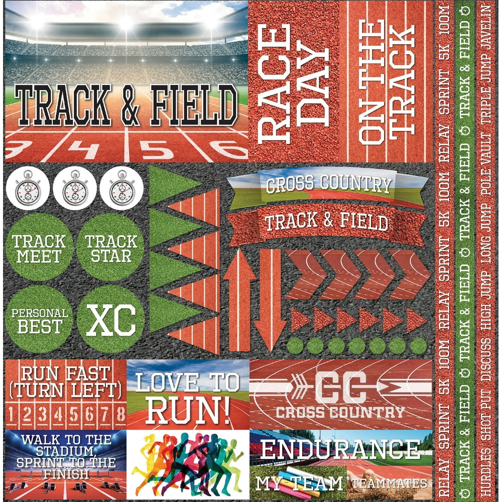 Track & Field Elements Stickers 12"X12"