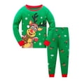 thumbnail image 4 of Tfken outfit set for child Boys Christmas 2Pc Long Sleeve Reindeer Print Sweatshirt Pant cute Green clothing sets Size 3-4 Years, 4 of 9