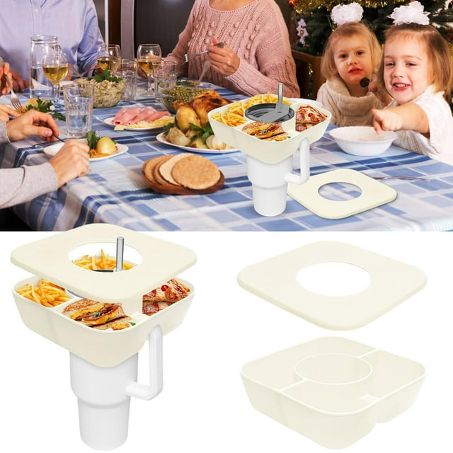 YAOMOBB Camping Snack Tray Reusable Silicone Snack Tray Convenient Large Capacity Snack Container for Tumblers