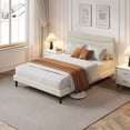 thumbnail image 2 of Towallmark Modern Upholstered Platform Bed Frame with Headboard – Queen Size, Wooden Slats, Noise-Free, Underbed Storage, No Box Spring Required, Easy Assembly, beige, 2 of 12