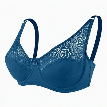 Meiodtion Bras for Women Plus Size Underwire Push Up Supportive Back Fat Smoothing Front Closure Balconette Lift Bra  Blue  S