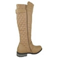 thumbnail image 3 of Forever Women Small Block Heel Knee High Boots Side Zipper Buckled Quilted Knitted Stitching MANGO-21 Beige Taupe 9, 3 of 4