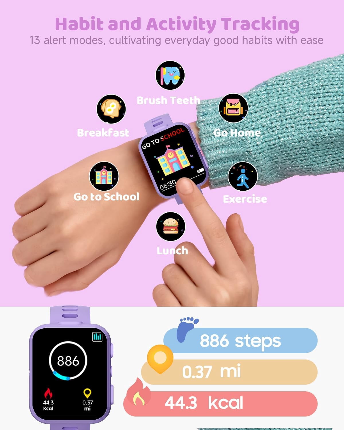 BIGGERFIVE Smart Watch for Kids with Dual Cameras, 30 Puzzle Games, Video & Music Player, Audiobooks, Flashlight, Pedometer, Calculator, Educational Toys Birthday Gifts for Boys Girls Ages 4-10 Blue