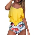 thumbnail image 1 of Abcnature Women's Bikini Swimsuits Sets, Thong Bikini Sets High Waisted Two Piece Ruffled Flounce Top With Ruched Bottom Swimwear Bikini Sets for Women Yellow S, 1 of 4