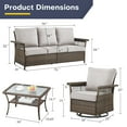 thumbnail image 2 of OPOHORO Outdoor 4-Pieces Patio Furniture Set, Brown Wicker Patio Couch with Swivel Gliding Chairs and Coffee Table, Perfect Furniture Ideas for Patio Porch Deck, Beige, 2 of 12