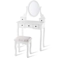 thumbnail image 2 of Patiojoy Removable Mirror Vanity Table Unit Makeup Set w/ Padded Stool & 5 Dawers White, 2 of 6