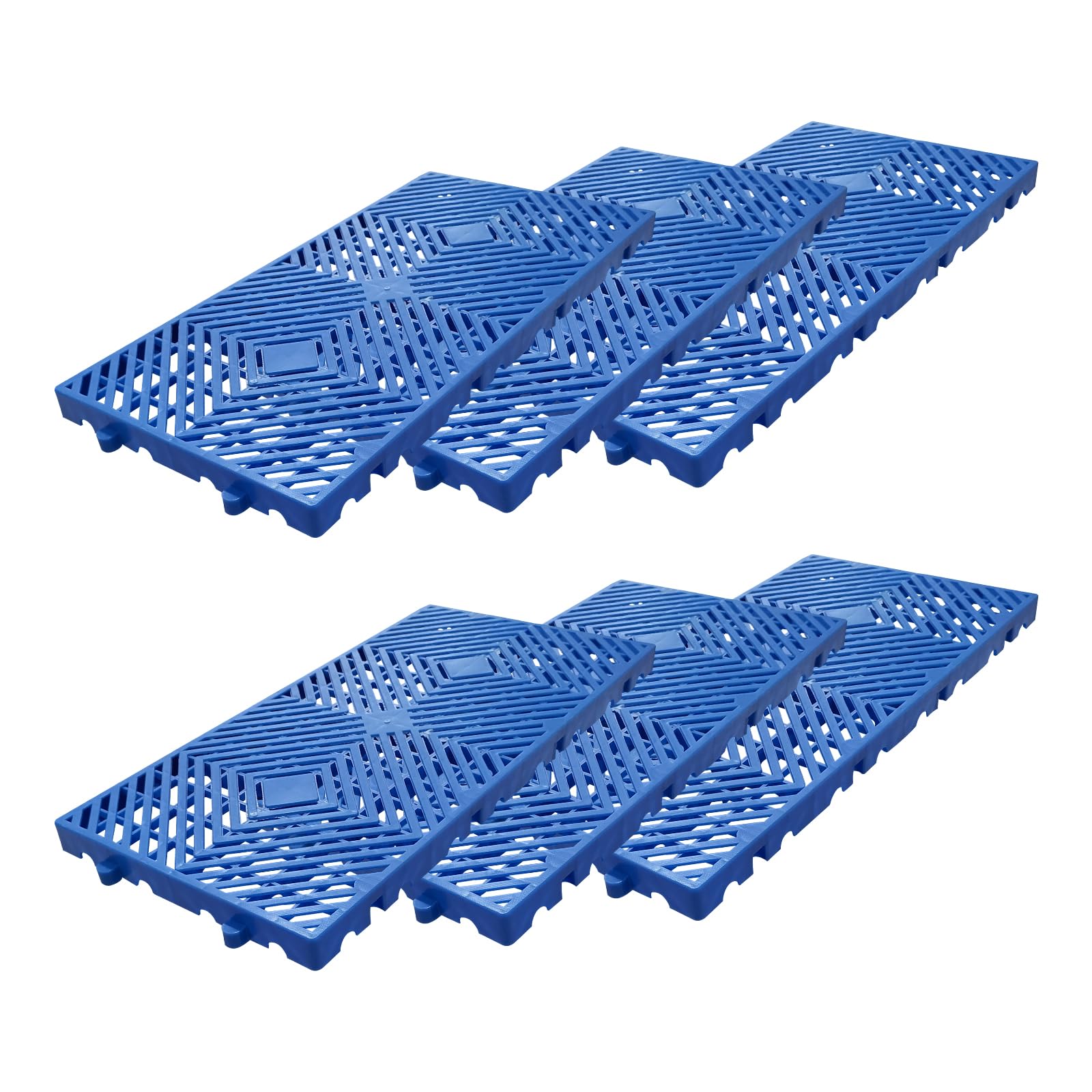 Acekid Plastic Pallets for Basement Storage 6PC, Lightweight Floor Pallets with Grid Ventilation, Blue