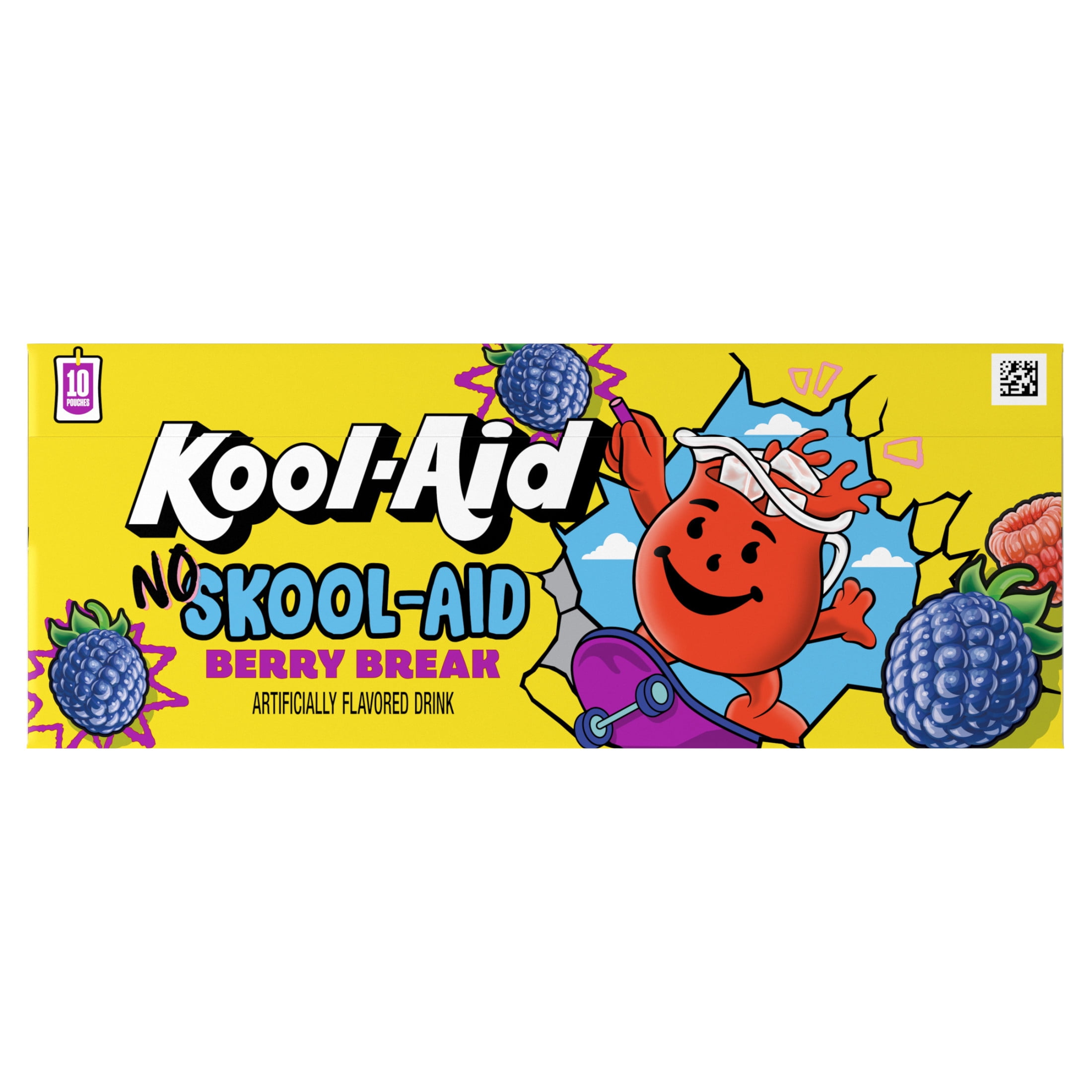 Kool-Aid No Skool-Aid Artificially Flavored Drink, 10 Pouches, for School Lunches and On-the-Go Hydration, Berry Break Artificially Flavored, Excellent Source of Vitamin C, 6 fl oz