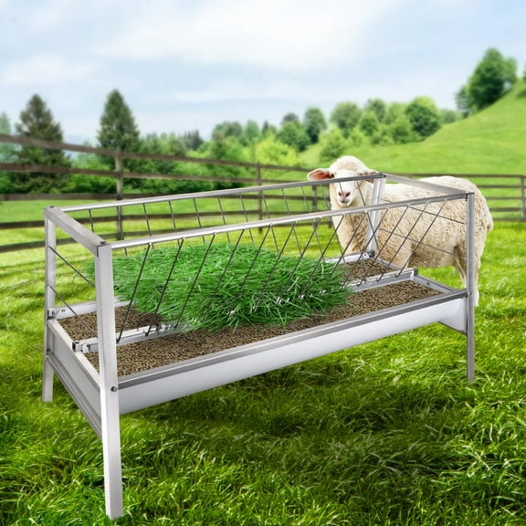 77 Gallon Rust Resistant Goat Hay Feeder, 2 in 1 Livestock Feeder , Goat Feeder for Sheep, Horses, Multi-Animal Use