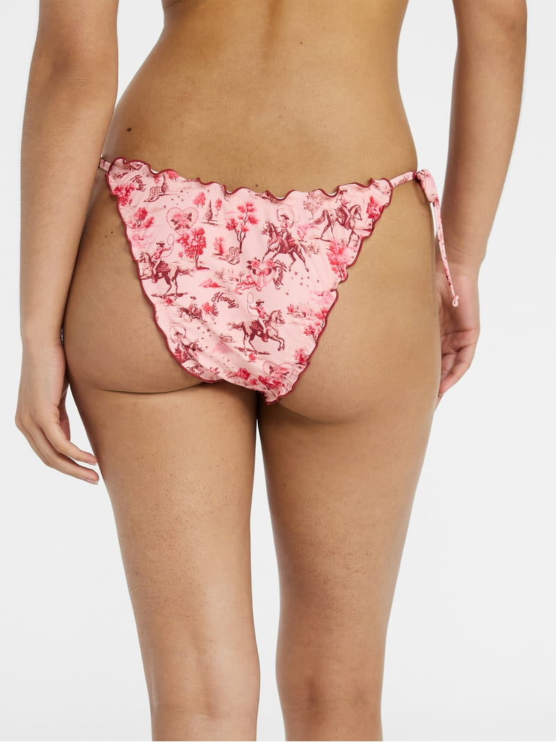 No Boundaries Scenic Route String Bikini Bottoms with Lettuce Edge