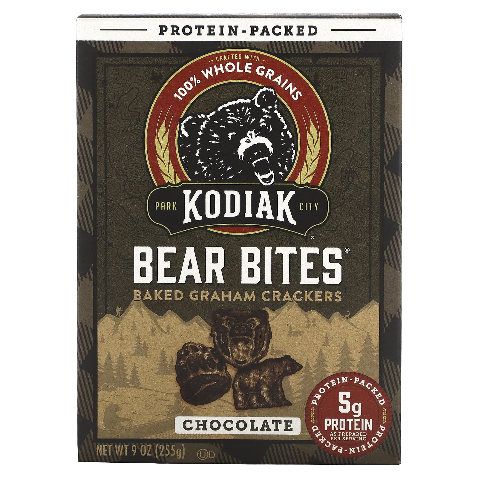 Kodiak Cakes, Bear Bites, Baked Graham Crackers, Chocolate , 9 oz (255