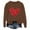 Brown, variant on Womens Cute Love Heart Print Sweaters Round Neck Loose Fie Valentine Long Sleeve Pullover Tops