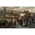 thumbnail image 2 of Alois Schönn 14x11 Gold Ornate Wood Frame and Double Matted Museum Art Print Titled - At the Latin Bridge in Sarajevo Market Scene in the Herzegovina (1883), 2 of 4