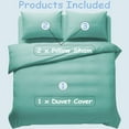 thumbnail image 3 of Amay Organic Cotton Duvet Cover Set, 3 Piece, 500 Thread Count, Full Size Bedding Set Aqua Solid Luxury Comforter Quilt Cover with Zipper & Ties, 3 of 9