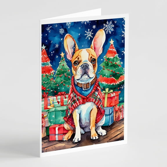 French Bulldog Christmas Greeting Cards Pack of 8 7 in x 5 in