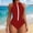 Red, variant on Sentmoon Women One Piece Swimsuits Summer Spaghetti Strap Oversized Bikinis for Women Women's Solid Color Zipper Piece Guard Swimsuit Stylish for Fashion & Trendy Looks Red M