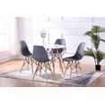 thumbnail image 1 of Ensemble de Salle à Manger Rond Laqué Eiffel 5 Pcs avec Chaises Eiffel Grises, 1 of 1