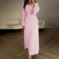 thumbnail image 3 of XVJRHAK Women Elegant Bodycon Dress Crew Neck Long Dress Elegant Long Sleeve Ribbed Bodycon Maxi Dresses (Pink,M), 3 of 8
