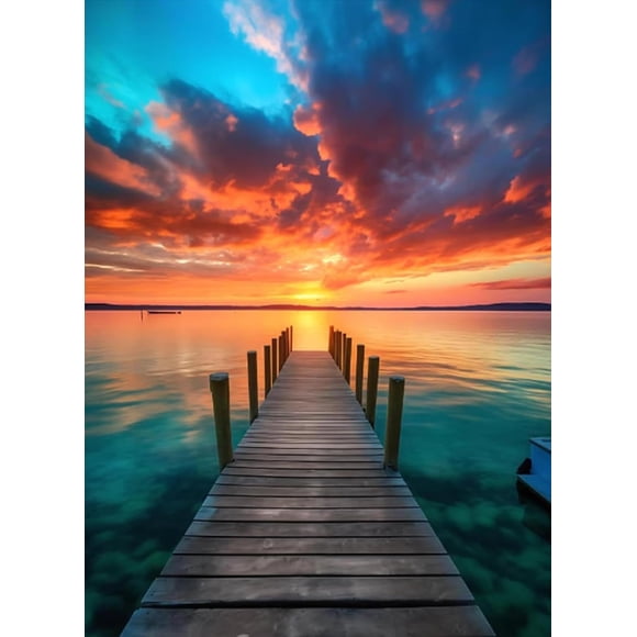 Adult Paint-by-Number Kit (Beginner-Friendly) — Sunset Landscape Canvas Painting, DIY Acrylic Art Set, Home Wall Decor (40x50 cm, Unframed)