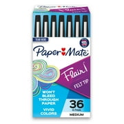Point Guard Flair Felt Tip Porous Point Pen, Stick, Bold 1.4 Mm, Black Ink, Black Barrel, 36/Box