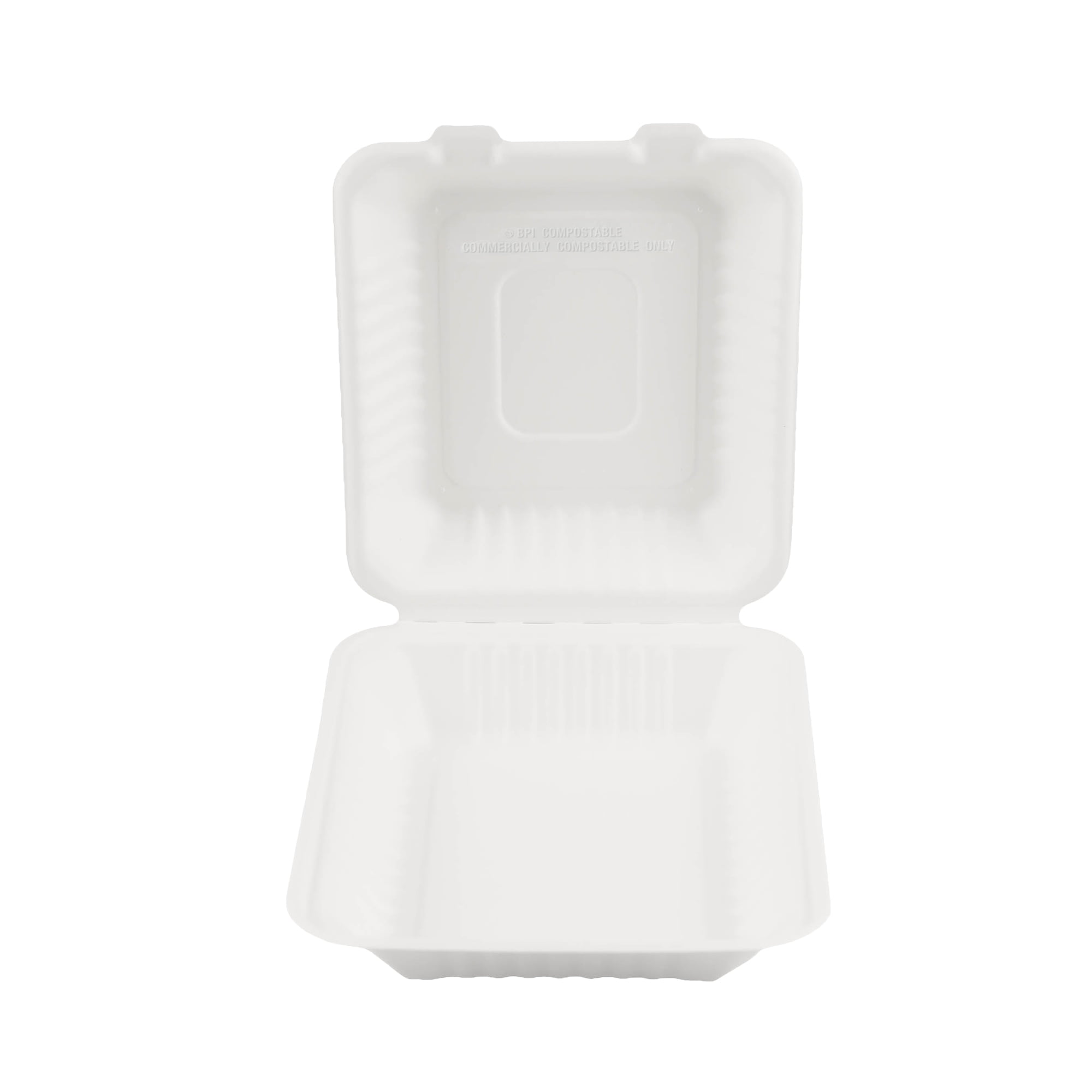 Great Value 1 Compartment Hinged Container, Compostable Bagasse, White, 12ct
