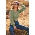 thumbnail image 4 of Long Puff Sleeve Sweaters for Women  Fall Winter Crewneck Knit Ribbed Bodysuit Pullover Tops, 4 of 11