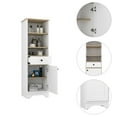 thumbnail image 4 of Oak & White Linen Cabinet With 1 Drawer And 3 Shelf Compartments 17.3 Inches Wide 2 Interior Shelves Door, 4 of 4