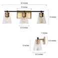 thumbnail image 6 of LNC 3-Light Bathroom Vanity Light with Seeded Glass Shades,Modern Black and Gold Finishes, 6 of 12