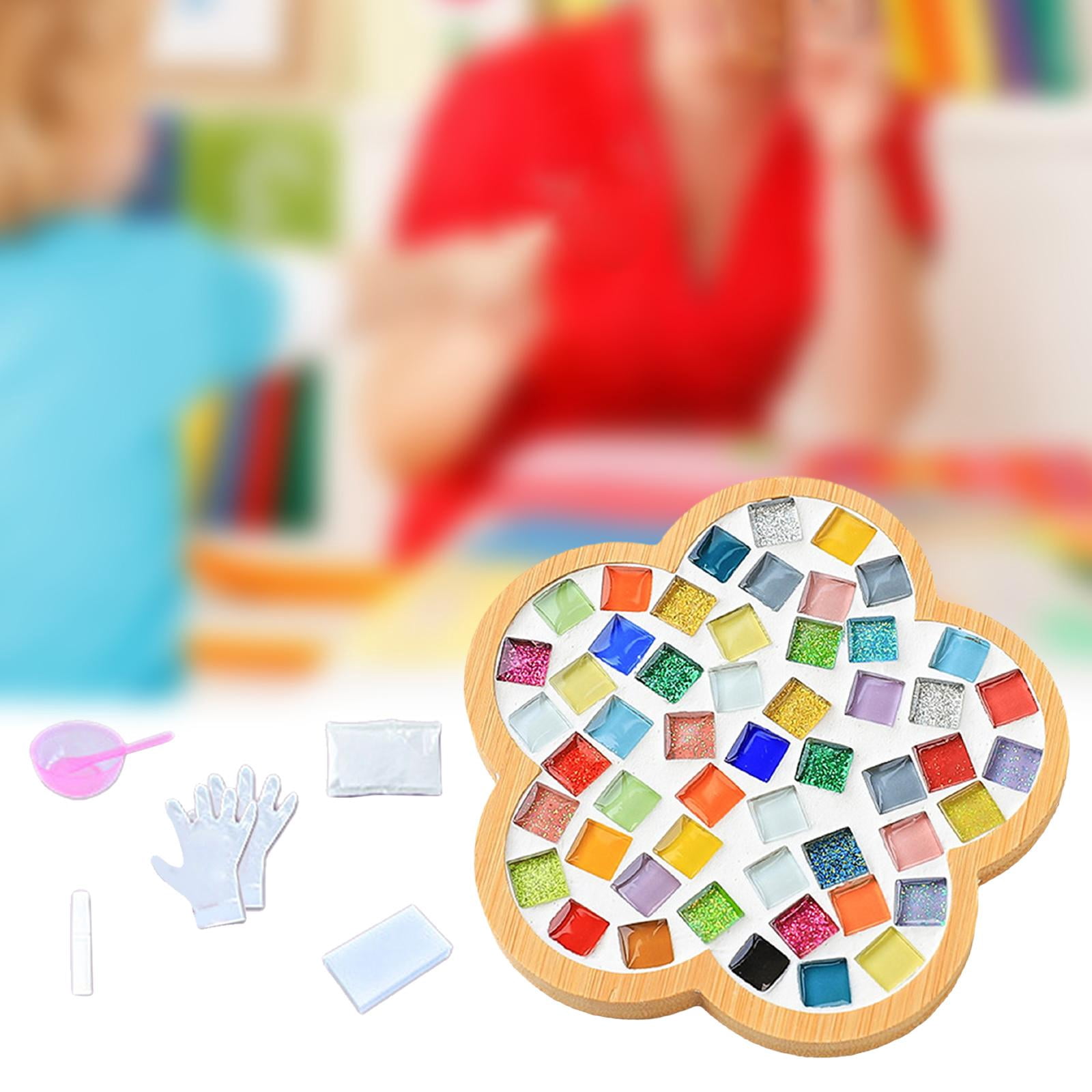 DIY Mosaic Coaster Holiday Gift Place Mat Cup Holder Children's Educational Toys Glass Mosaic Tiles for Home Ornament Dining Table B