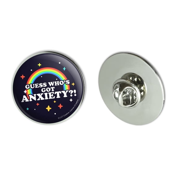 Guess Who's Got Anxiety Rainbow Funny Humor Metal 1.1" Tie Tack Hat Lapel Pin Pinback
