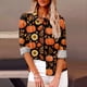 thumbnail image 2 of Blusa informal con botones para mujer con estampado de murciélago, manga larga, cuello en V, ligera y corte holgado, 2 of 5