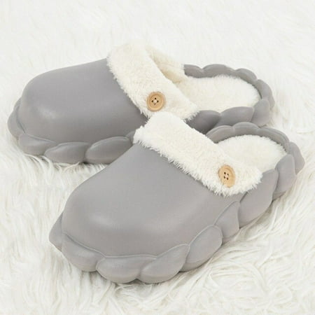 

CoCopeanut Waterproof Cotton Slippers For Men Women Home Thick Soled Man s Couple Slippers Winter Warm Plush Slides Home Indoor Shoes