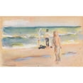 thumbnail image 2 of Max Liebermann 18x13 Black Ornate Wood Framed Double Matted Museum Art Print Titled - Bathing on the Beach (1909), 2 of 5