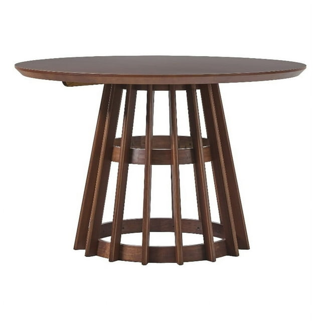 Walker Edison Table à Manger Moderne en Bois 48 Pouces avec Base à Piédestal Marron
