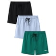 thumbnail image 4 of TANBOM Men's Stylish Polyester Three Beach Shorts Lightweight Breathable Comfortable Adjustable Drawstring Black Blue Green 3XL, 4 of 5