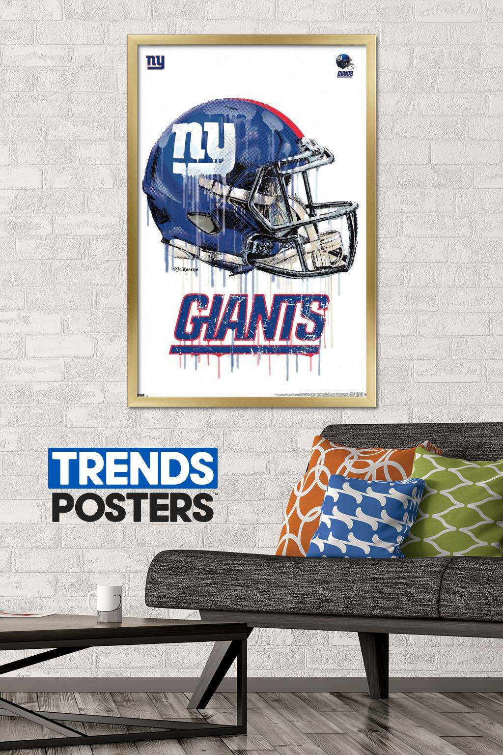 NFL New York Giants - Drip Helmet 20 Wall Poster, 22.375" x 34", Framed