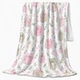 thumbnail image 2 of Watercolor Fall Boxes Pumpkins Pattern Cute Pink Bows, Cozy Playful Scene, Warm Flannel Blanket for Sunroom and Reading Nook, Garden Lovers Thanksgiving Gift, Playful Home Decor, 2 of 7