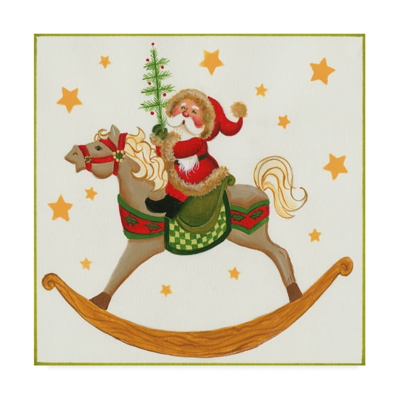 Trademark Fine Art 'Santa On Rocking Horse' Canvas Art by Beverly Johnston